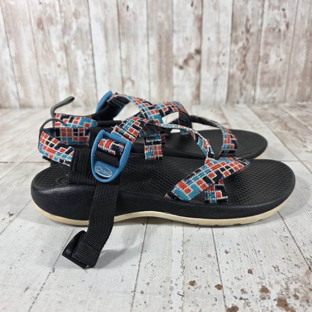 Chaco Z/Cloud Womens Size 5 Sandals Black Multi Color Geometric Strappy Hiking